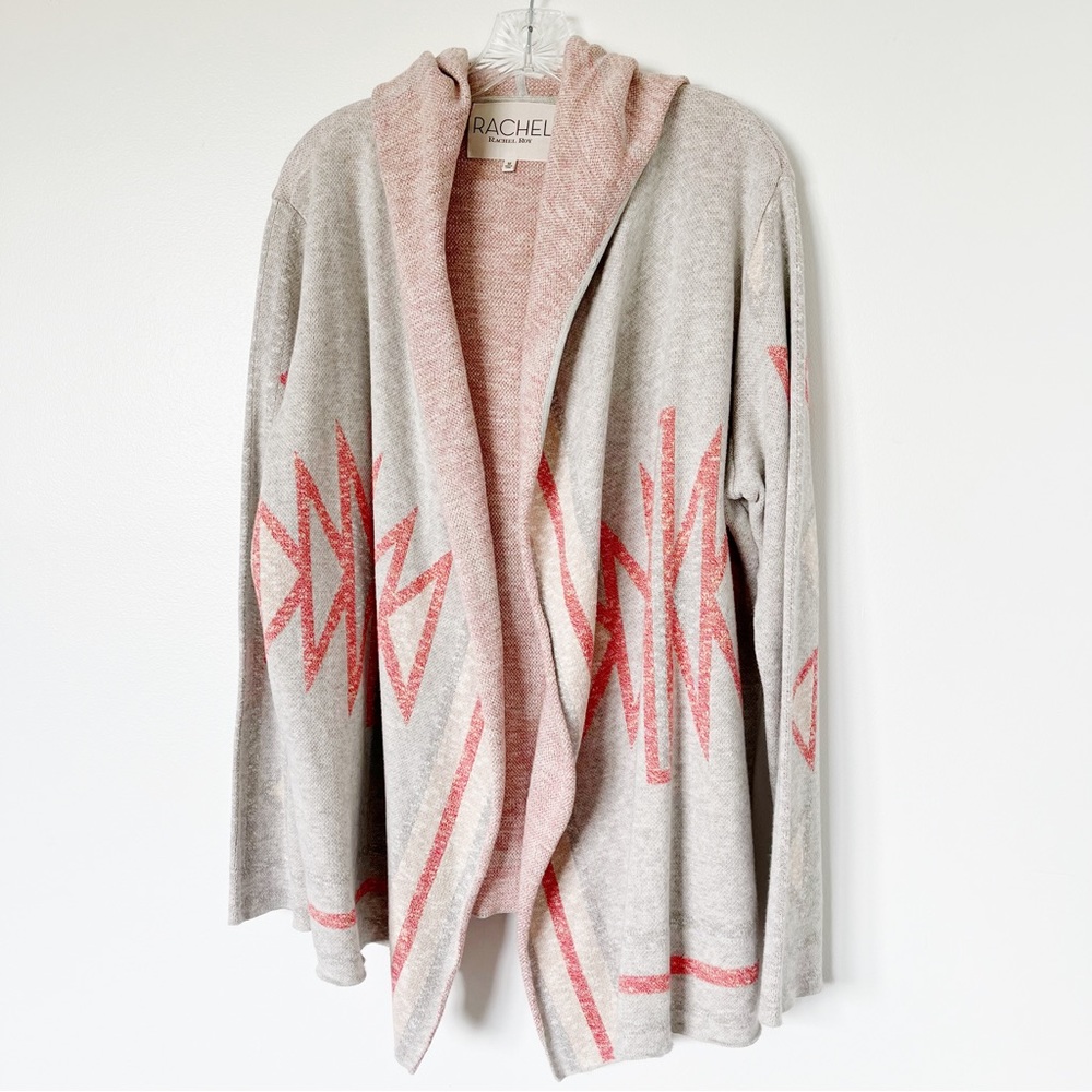 Rachel Roy Gray Red Sweater Cardigan Medium
